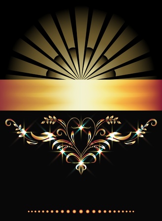 Background with golden ornament and sparkling lightsのイラスト素材
