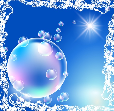 Glowing background with bubbles  in grunge frameのイラスト素材