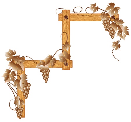 Wooden corner with grapesのイラスト素材