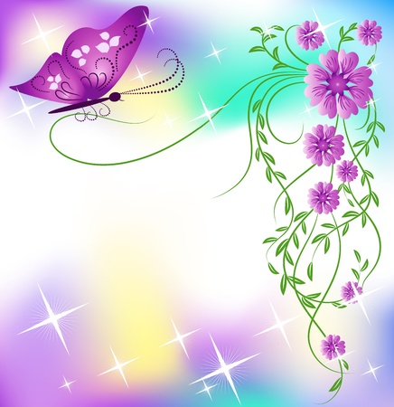 Floral background with butterflyのイラスト素材
