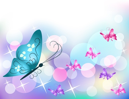 Background with butterfly and starsのイラスト素材