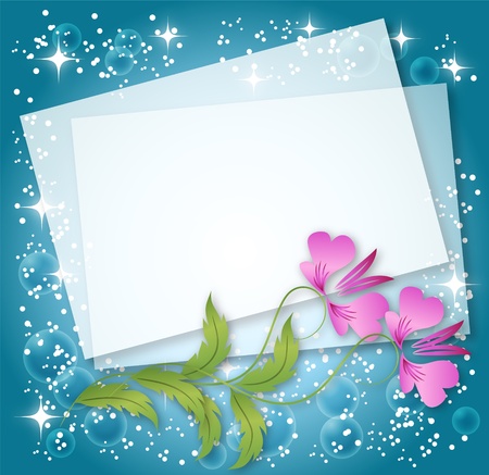 Magic floral background with stars and a place for text or photo.のイラスト素材