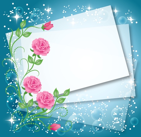 Magic floral background with stars and a place for text or photo.のイラスト素材