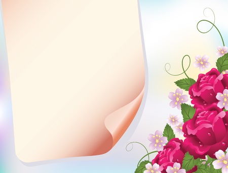 Bouquet of roses and paper for your textのイラスト素材