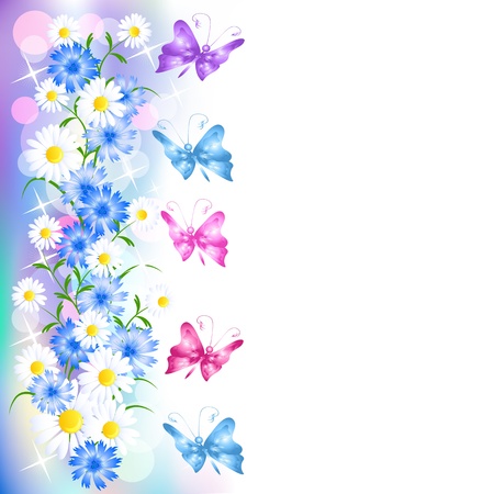Flowers background with butterfly のイラスト素材