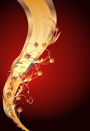 Background with golden ornament and elegant ribbonのイラスト素材