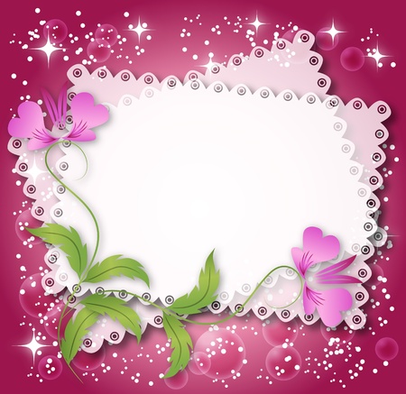 Magic floral background with stars and a place for text or photo.のイラスト素材