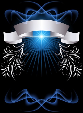 Background with glowing star and silver ornamentのイラスト素材