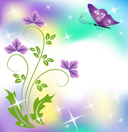 Floral background with butterflyのイラスト素材