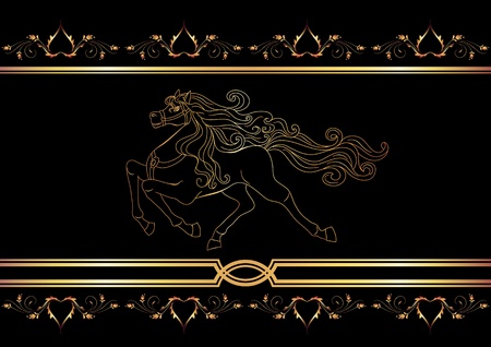 Background with golden horseのイラスト素材