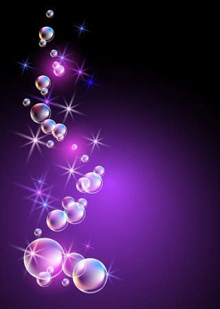 Glowing background with bubbles and starsのイラスト素材