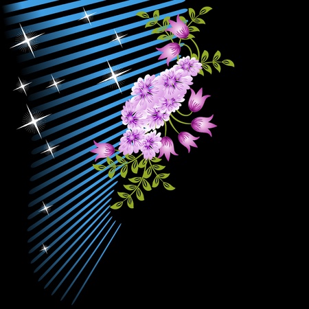 Stylized postcard with flowers and starsのイラスト素材