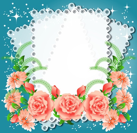 Magic floral background with stars and a place for text or photo.のイラスト素材