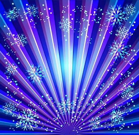 Christmas background with beams and snowflakesのイラスト素材