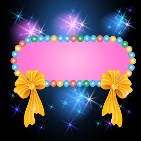 Colorful billboard with bows and glowing starsのイラスト素材