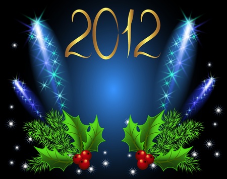 Christmas background with salute and fireworkのイラスト素材