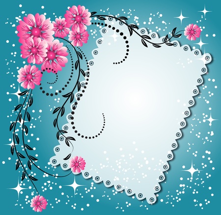 Magic floral background with stars and a place for text or photo.のイラスト素材