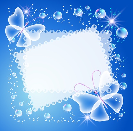 Magic background with butterfly, openwork napkin and a place for text or photo.のイラスト素材
