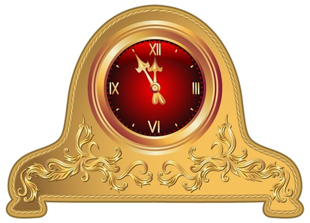 Antique clock with floral ornamentのイラスト素材