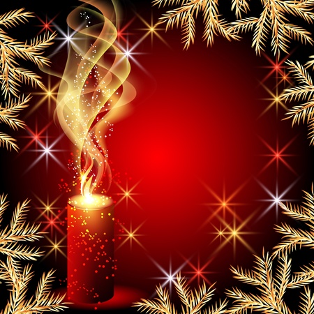 Christmas background with candles and starsのイラスト素材