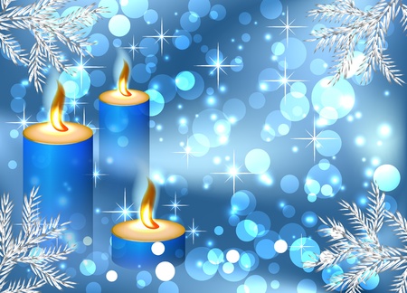 Christmas background with burning candleのイラスト素材