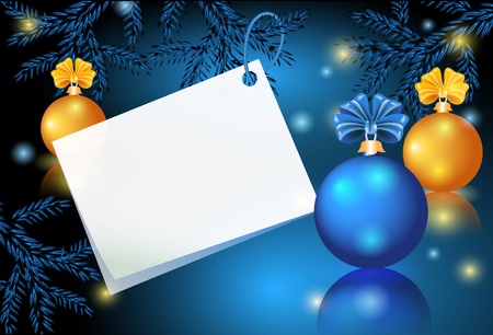 Christmas card with paper and ballsのイラスト素材