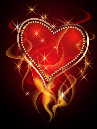 Burning heart with decorative smokeのイラスト素材