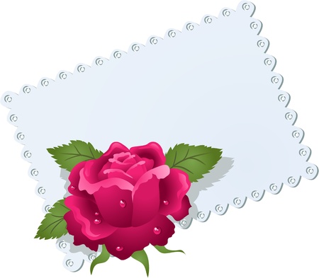 Greeting card with lace napkin and roseのイラスト素材