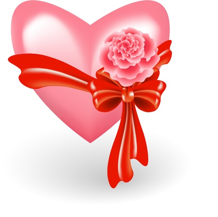 Heart with rose and bowのイラスト素材