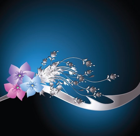 Background with flowers and silver ornamentのイラスト素材
