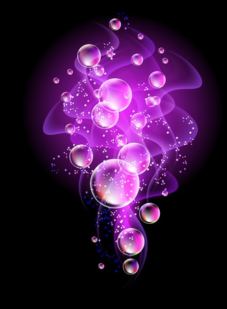 Glowing background with smoke and bubblesのイラスト素材
