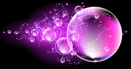 Glowing background with smoke and bubblesのイラスト素材