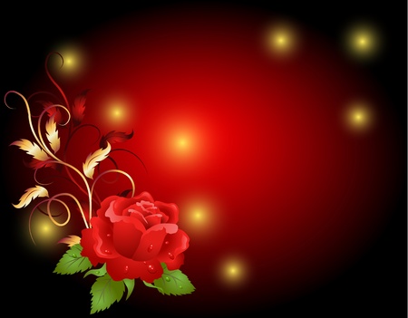 Red rose with golden frame ornamentのイラスト素材