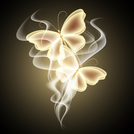 Glowing background with smoke and  butterfliesのイラスト素材