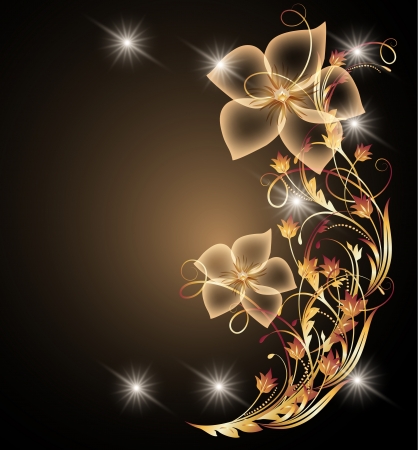 Glowing background with floral ornament  and stars  のイラスト素材