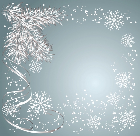 Christmas background with serpentine and snowflakesのイラスト素材