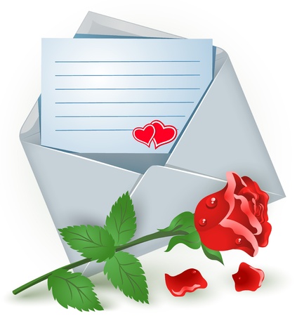 Open envelope with red rose  のイラスト素材