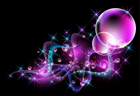 Glowing background with smoke and bubblesのイラスト素材