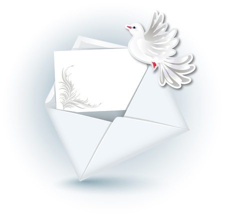 Open envelope with paper for text and  dove のイラスト素材