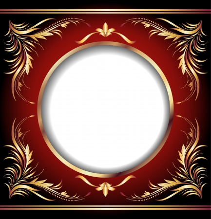 Background with golden ornament and round frameのイラスト素材