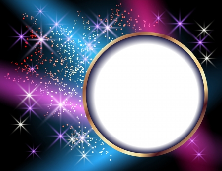 Glowing background with signboard, stars and raysのイラスト素材