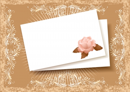 Background with paper and rose for insert of the text or a photoのイラスト素材