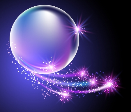 Glowing background with bubbles and starsのイラスト素材