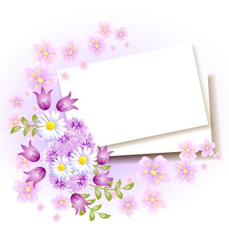Background with paper and flowers for insert text or photoのイラスト素材