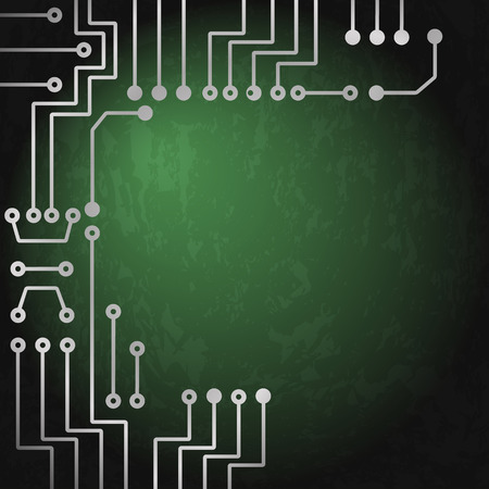 Drawing modern electronic circuit on green grungy backgroundのイラスト素材