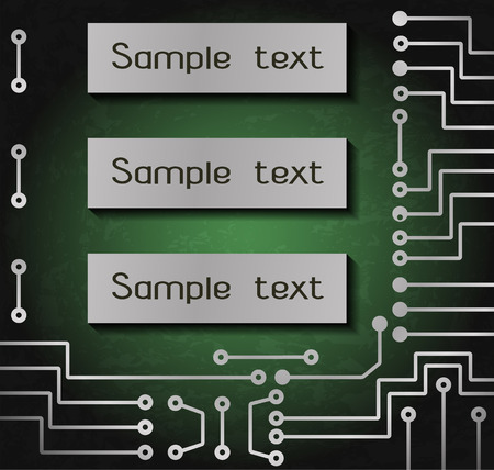 Drawing modern electronic circuit on green grungy backgroundのイラスト素材