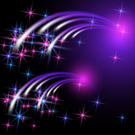 Glowing salute and firework with sparkle starsのイラスト素材