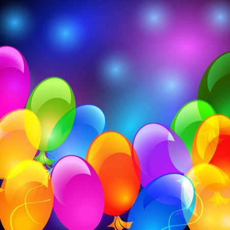 Holiday glowing background with inflatable colorful balloonsのイラスト素材