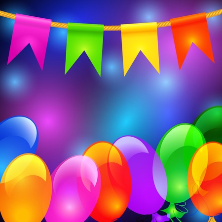 Holiday background with inflatable colorful balloons and flagsのイラスト素材