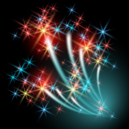 Glowing salute and firework with sparkle starsのイラスト素材